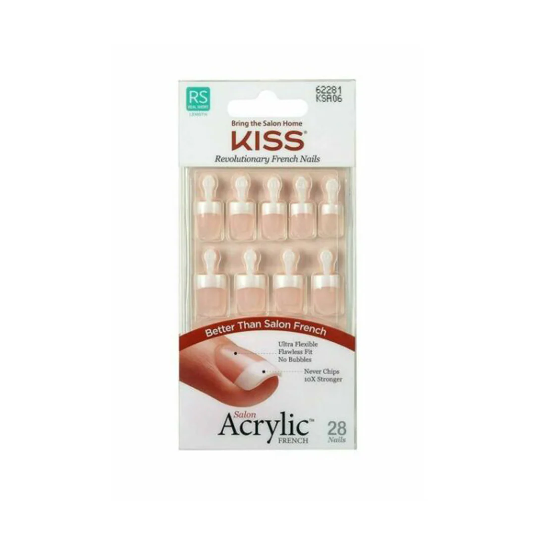 Kiss Salon Acrylic French Real Short 28 Nails 62281