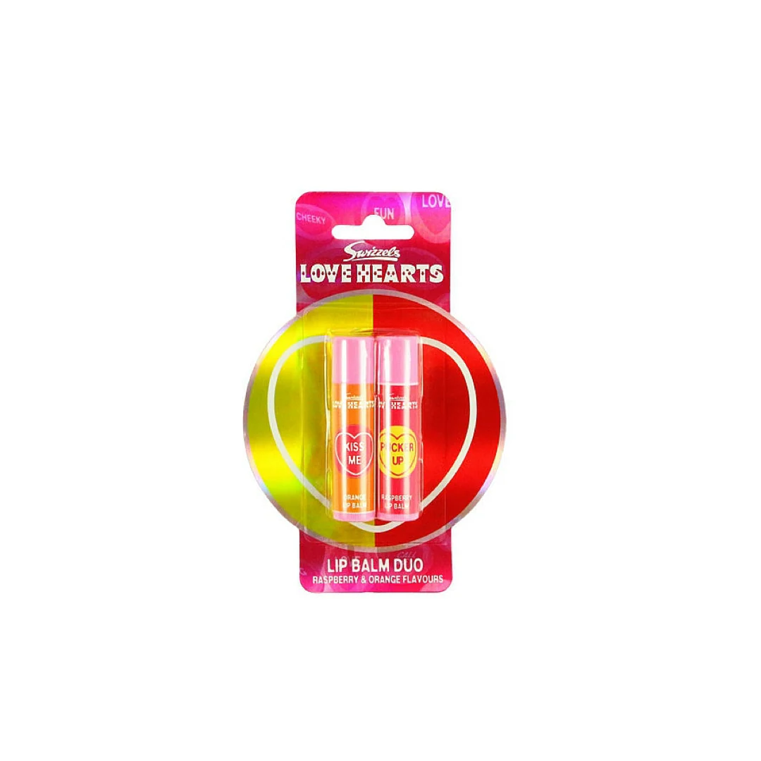 Revolution Swizzels Love Hearts Lip Balm Duo Raspberry & Orange - Image 2