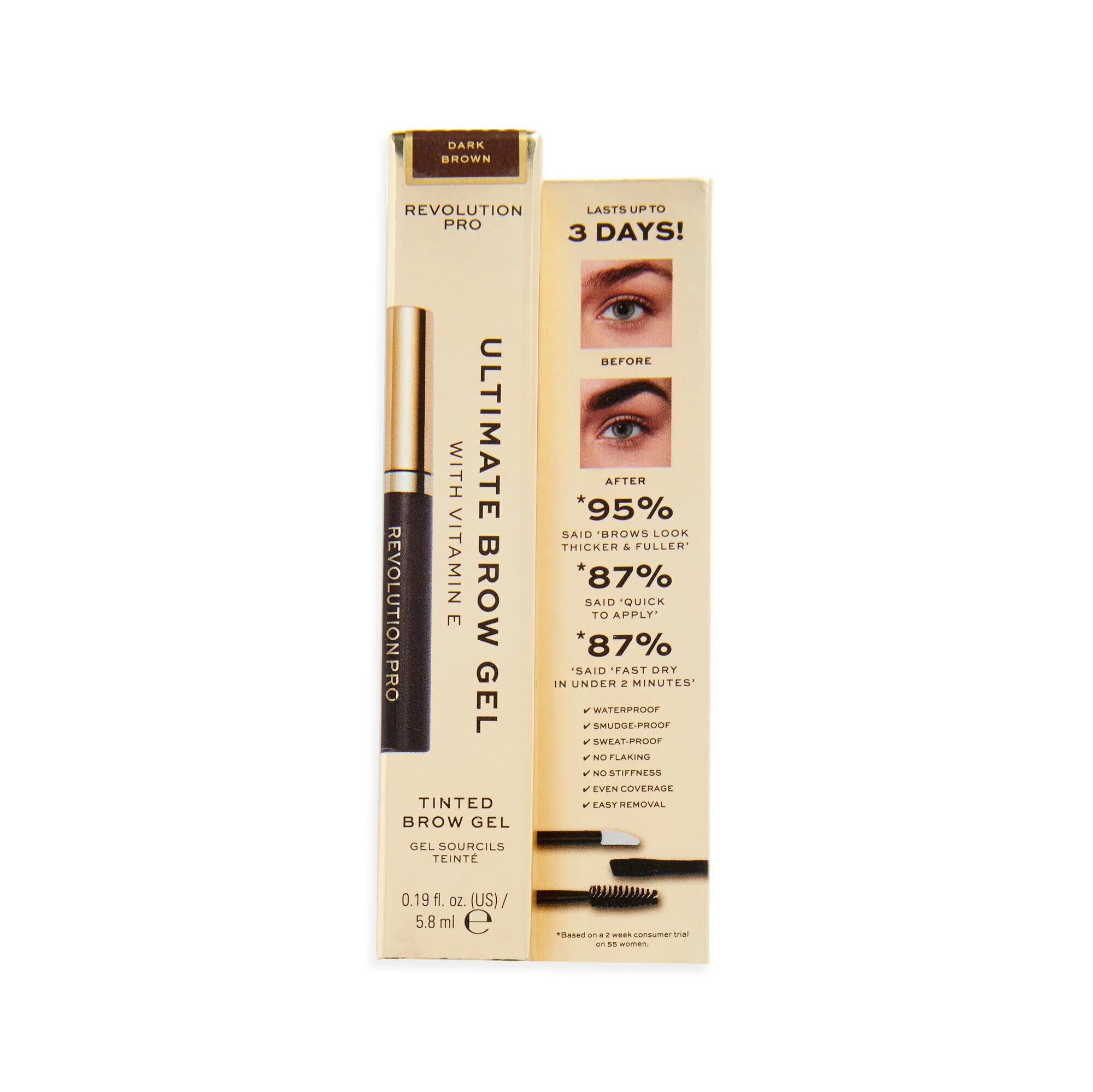 Revolution Pro Ultimate Brow Gel Dark Brown - Image 3