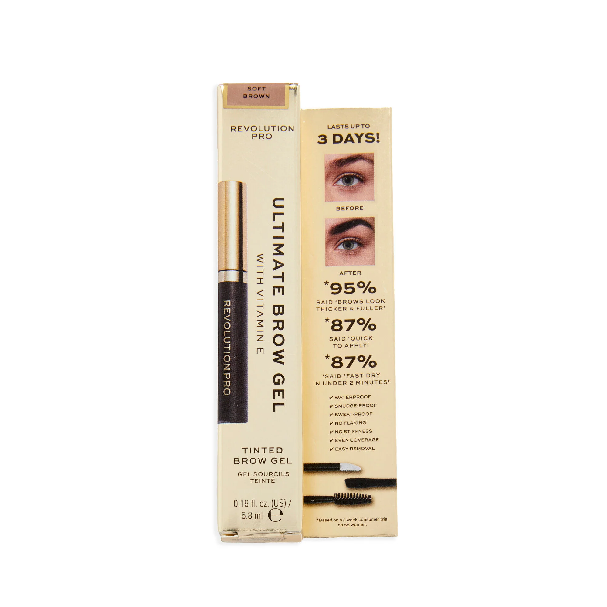 Revolution Pro Ultimate Brow Gel Soft Brown - Image 3
